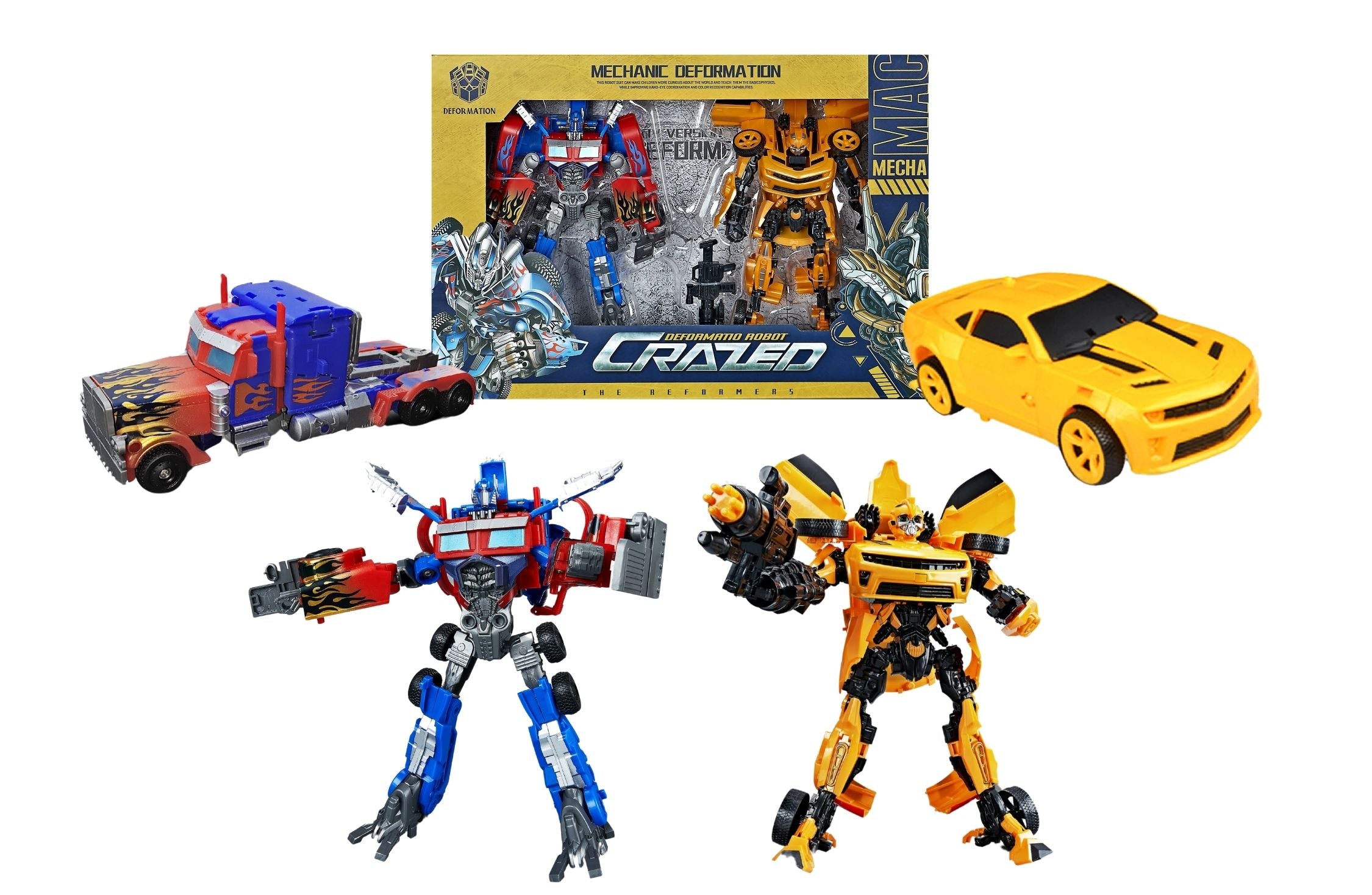 Crazed Transforming and Deformation Car and Truck Robot