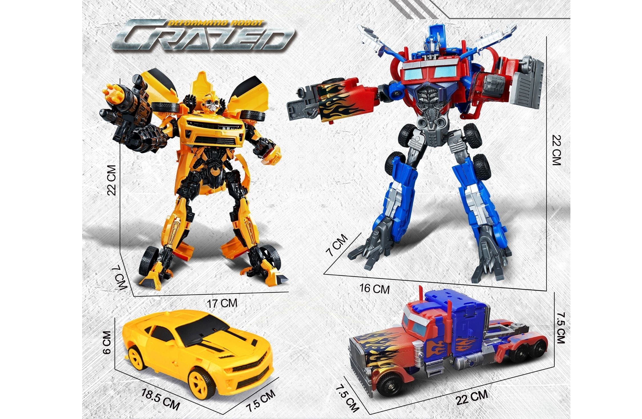 Crazed Transforming and Deformation Car and Truck Robot