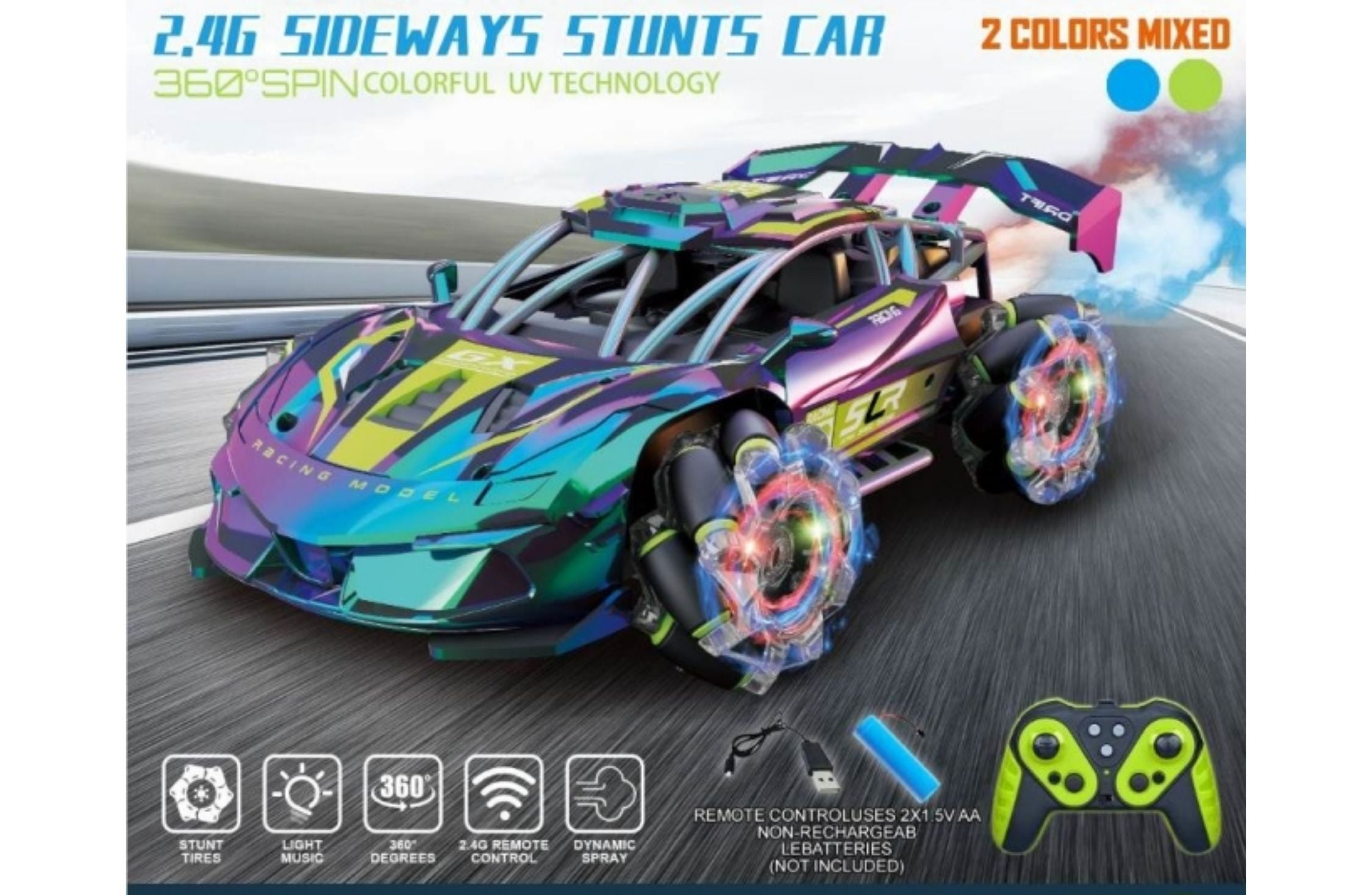 GroundX Sideways Sport Stunt Car 2.4GHz - Remote Controlled Toy