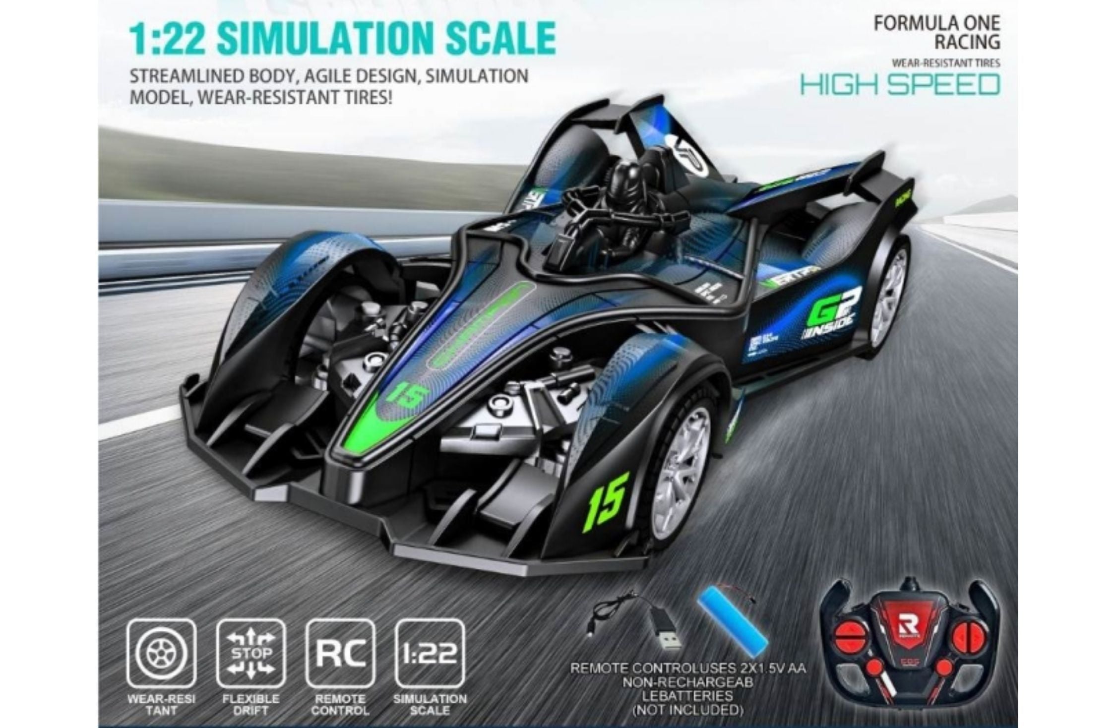 GroundX High Speed Formula One Racing Car - Remote Controlled Toy