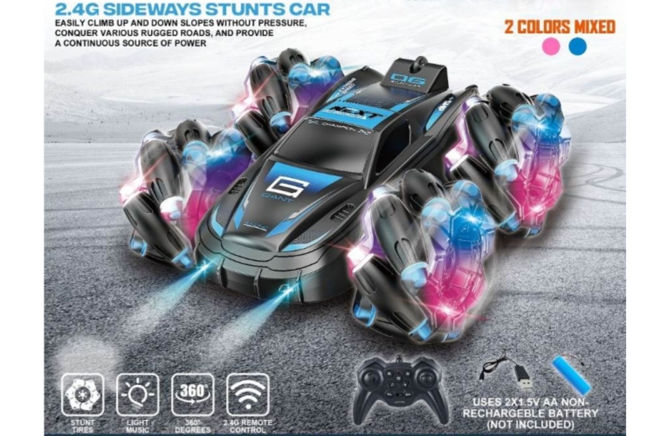 GroundX Sideways Stunt Car 2.4GHz - Remote Controlled Toy