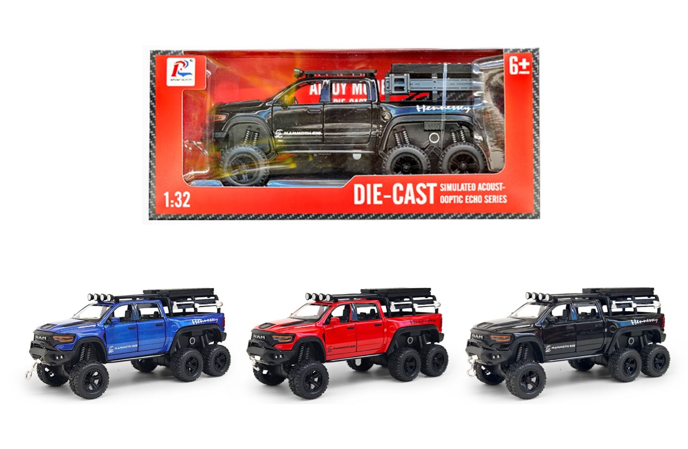 Dodge RAM TRX Rex Mammoth 6x6 1:32 with Sound, Light, Tyre Suspension and Pull Back Power Simulation