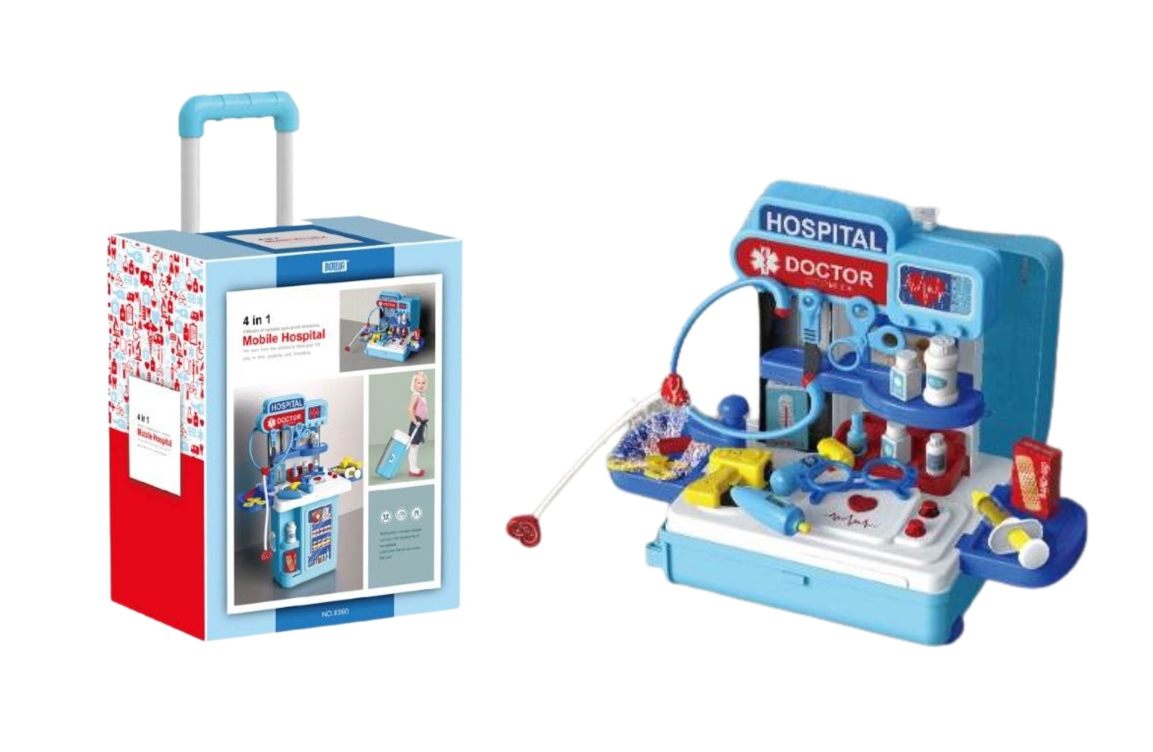BOWA Mobile Hospital - 34 Pieces Pretend 4 in 1 Play