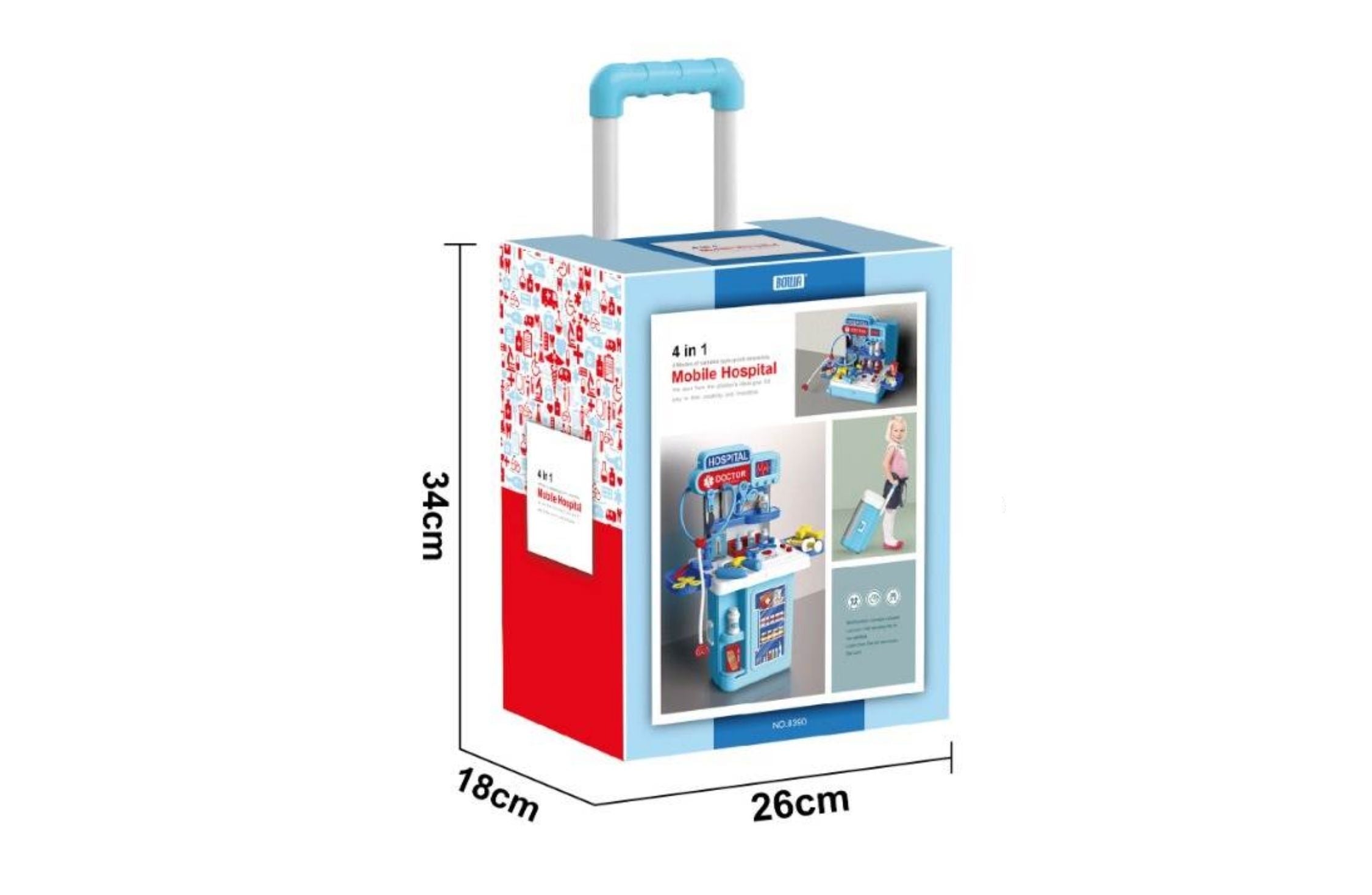 BOWA Mobile Hospital - 34 Pieces Pretend 4 in 1 Play