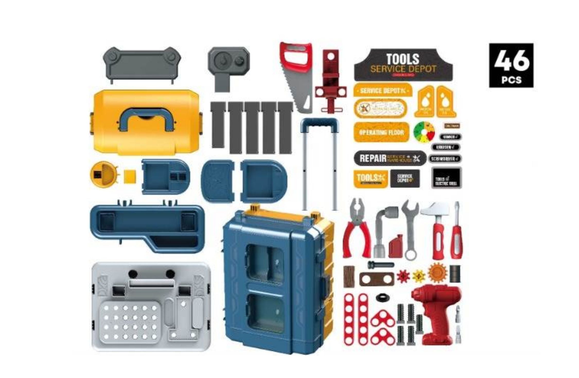 BOWA Mobile Tools Table - 46 Pieces Pretend 3 in 1 Play