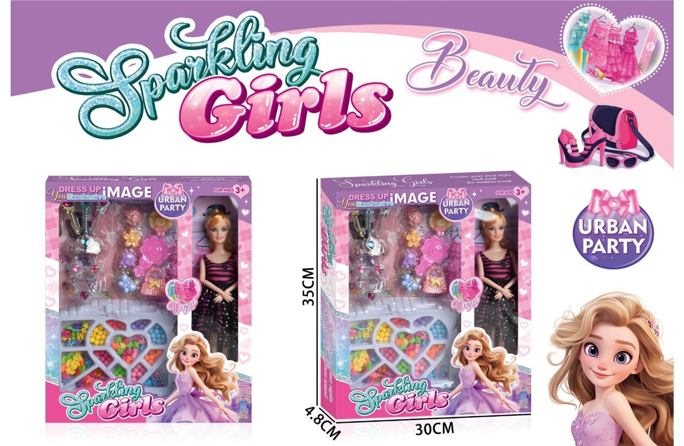 Doll Sparkling Girl with Beauty Accessories