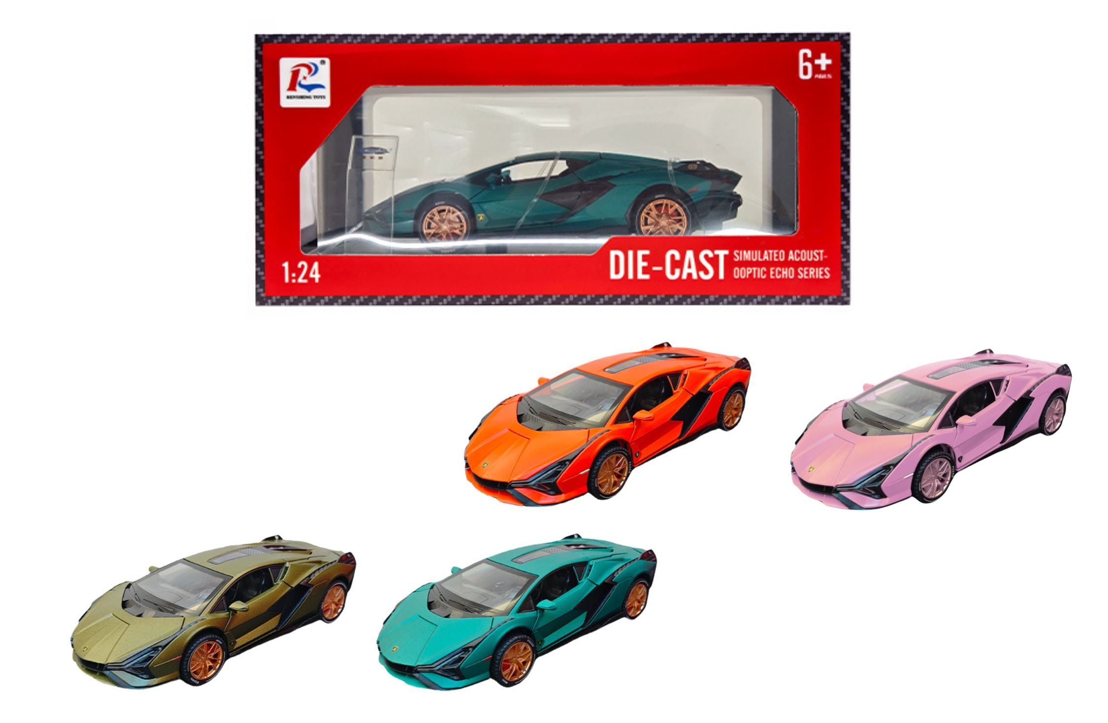 Lamborghini Sian Diecast 1:24 with Sound, Light, Spray and Pull Back Power Simulation